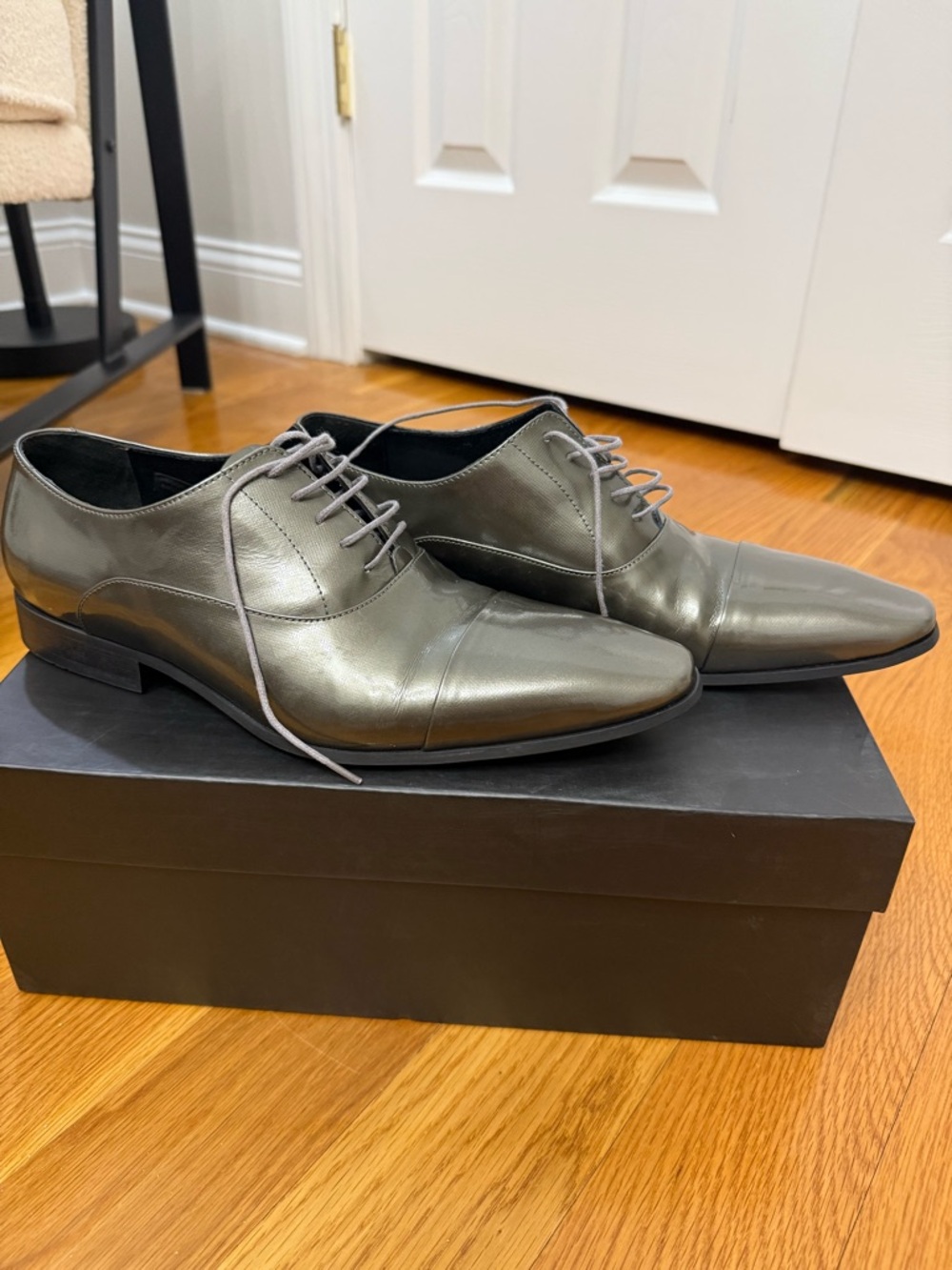 Men's Leather Lace-Up Oxfords in Olive